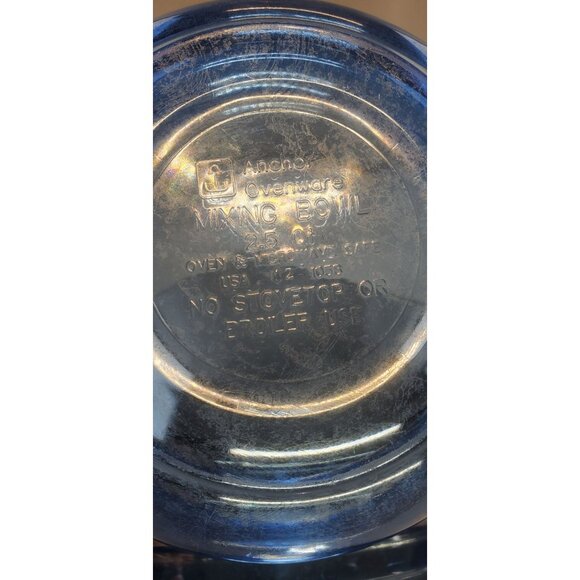 Vtg Anchor Hocking Ovenware Mixing Bowl Cobalt Blue Glass 2.5 Qt - USA Made - Picture 7 of 9